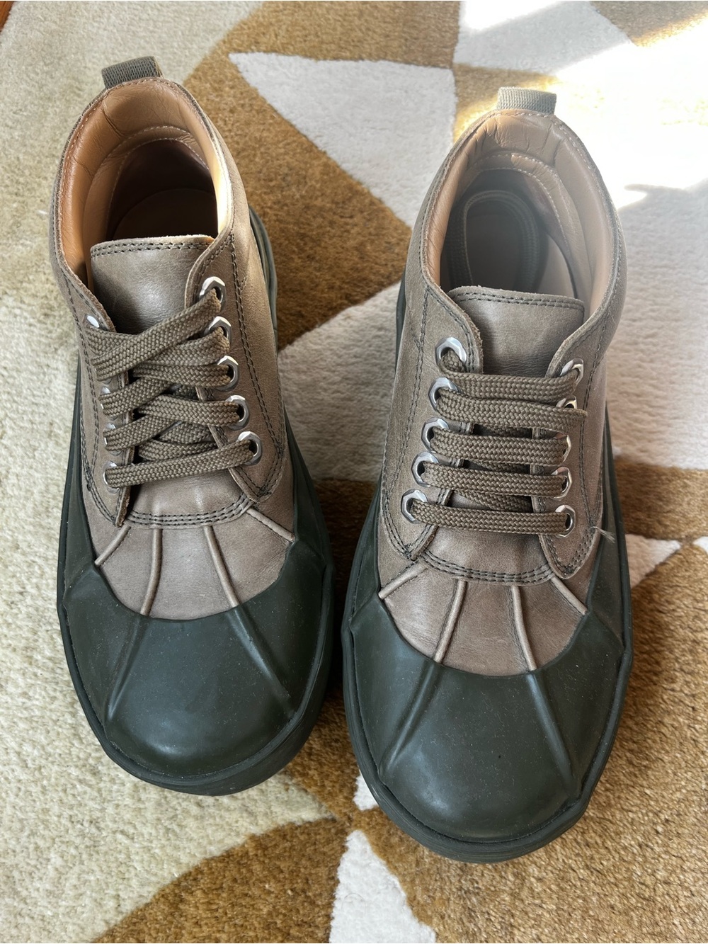 Jacquemus Taupe Lace-Up Lug Sole Boot